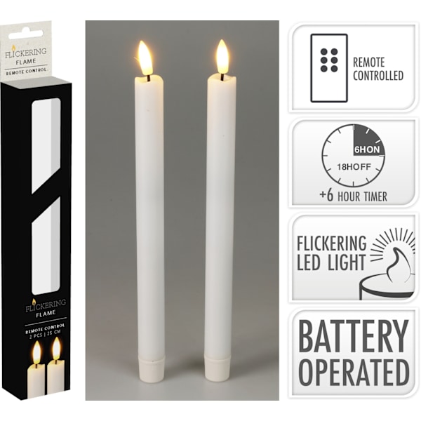 Ljus 2-pack LED Vita 25 cm Vit