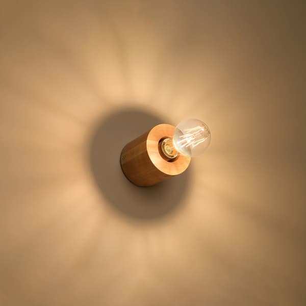 Vägglampa SALGADO naturträ Brown