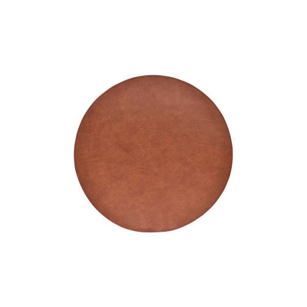 Coasters Runde grå/brunt læderlook 4-pak Brown