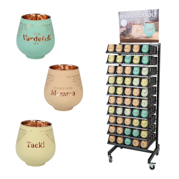 Lykta Mormor Glas Mirror Candle med text Ljuslykta Transparent
