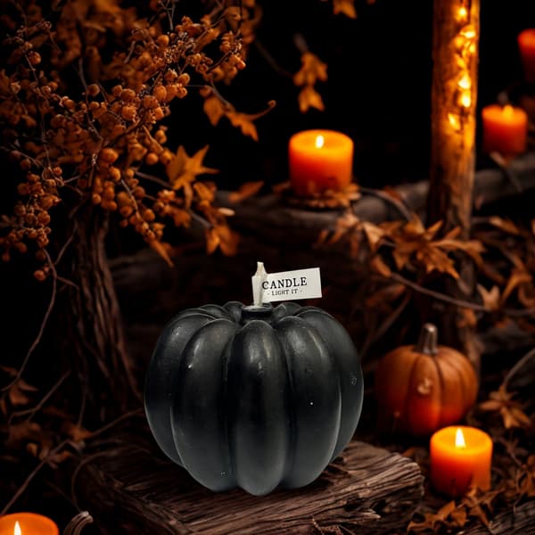 Ljus Pumpa Halloween Svart 9 cm Black