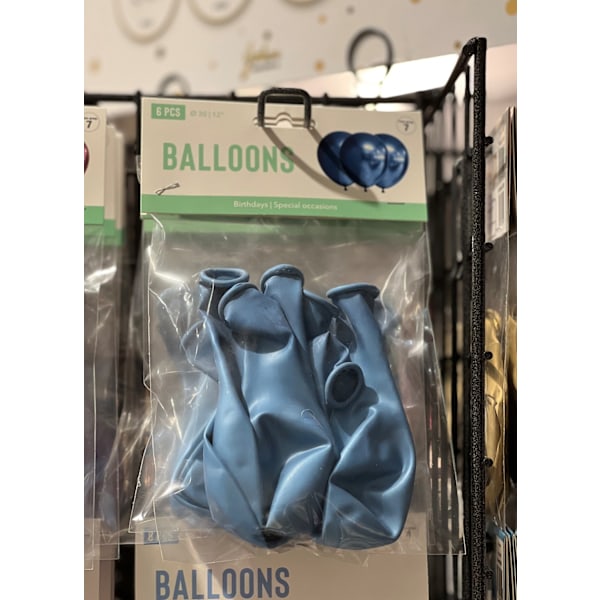 Ballong Blank Blå Spegelballong 6-pack 30 cm Latex Blå