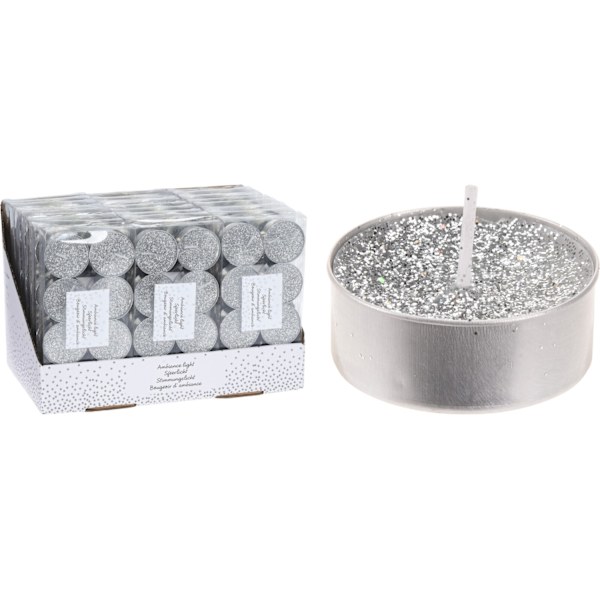 Ljus Värmeljus Silver 8-pack Silver