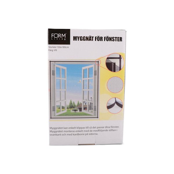 Insektnett vindu 150x180 insektbeskyttelse hvit myggnetting White