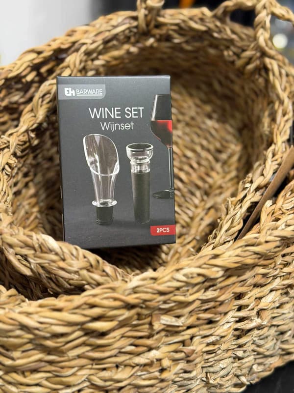 Vinset Vinhällare Vinkork 2 delar Black