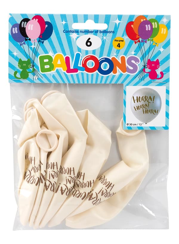 Ballong Hurra Vit Pearl 6-pack Latex Vit