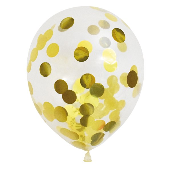 Ballong Konfetti Prickar Guld 6-pack 30 cm Latex Guld
