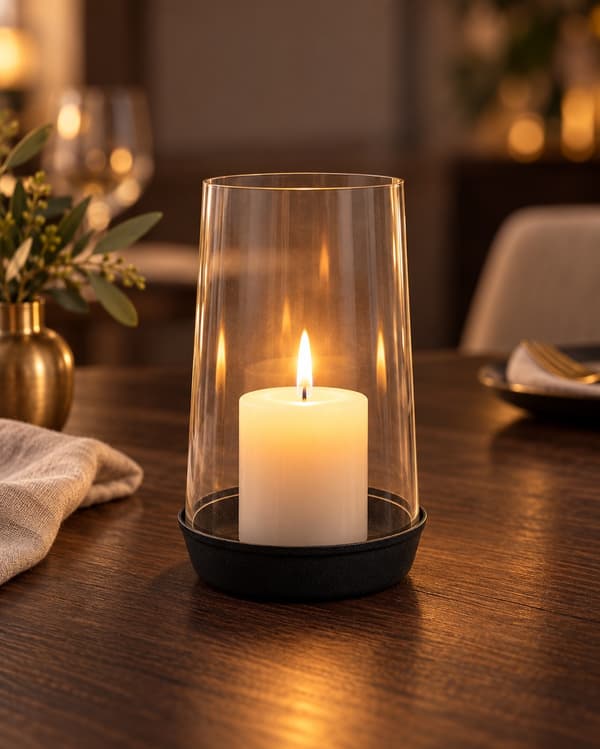 Ljushållare Svart Glas Metall 16 cm Svart