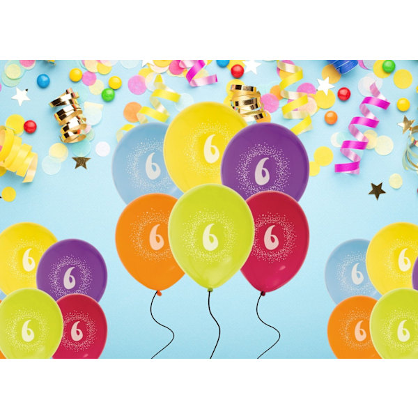 Ballong Födelsedag 6 år 6-pack Latex Mixade Multicolor