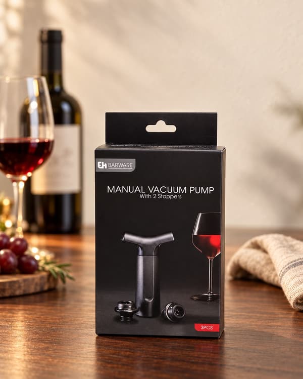 Vakuum Pump Vin Vinlagring Förvaring 2 korkar Black