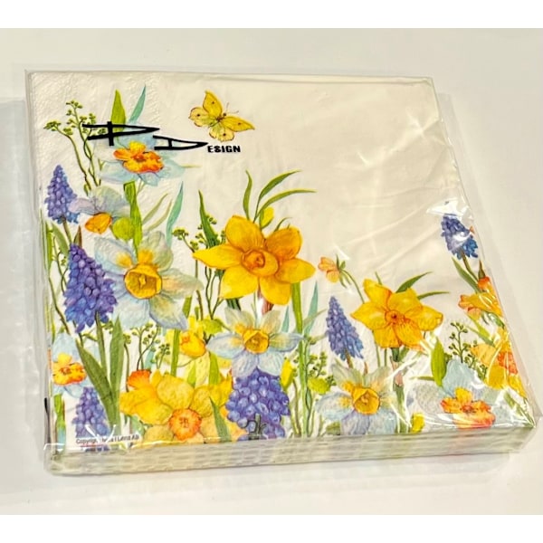 Kaffeservetter Vårblommor 25x25 cm 20-pack multifärg