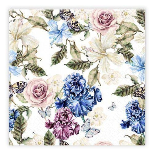 Servietter Blomsterfjäril 33x33cm 20-pakning Multicolor