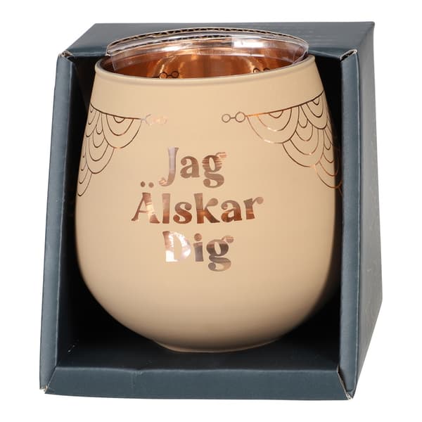 Lykta Jag Älskar Dig Glas Mirror Candle med text Ljuslykta Transparent