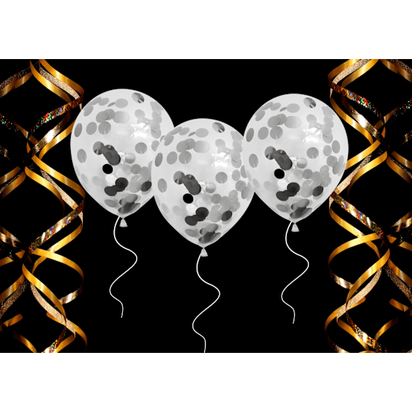 Ballong Konfetti Prickar Silver 6-pack 30 cm Latex Silver