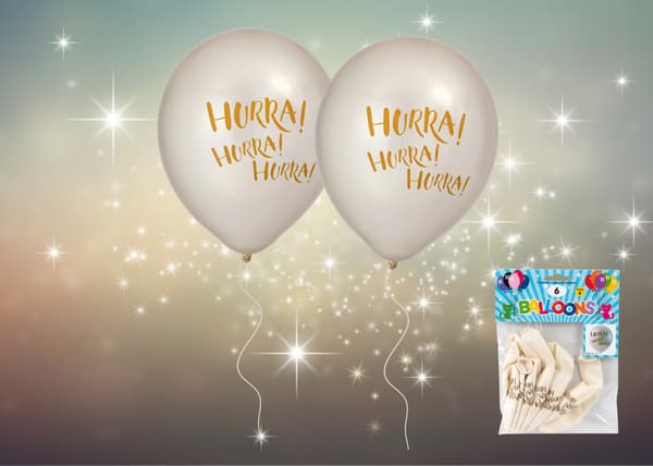 Ballong Hurra Vit Pearl 6-pack Latex White