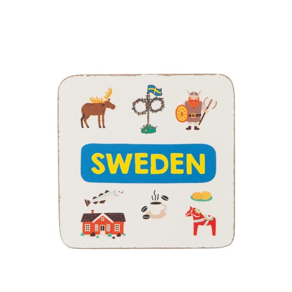 Glasunderlägg Sverige Sweden Älg 6-pack i låda Vit