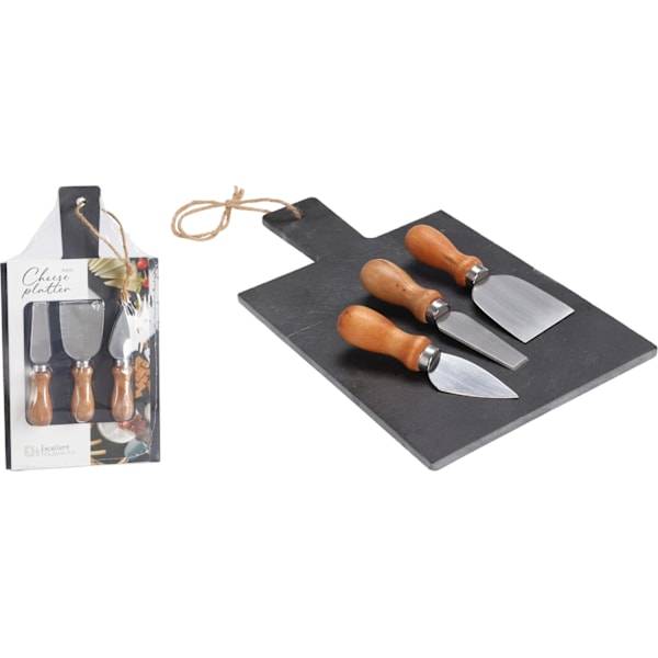 Bricka Knivar för ost och chark Sten 30x17 cm Svart