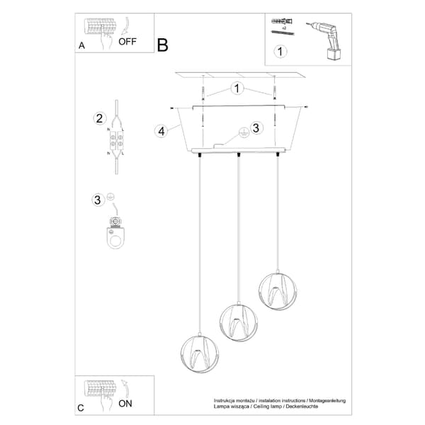 Pendel lampa TULOS 3L vit White