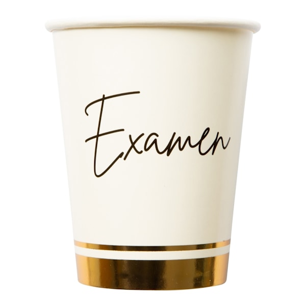 Mugg Examen Vit/Guld 8-pack White