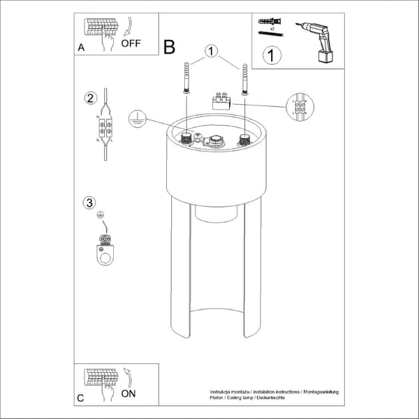 Taklampa FLASH vit White