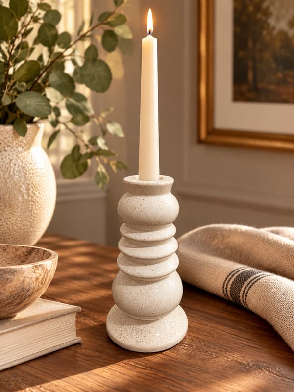 Ljusstake Keramik Creme 15,5 cm Creme
