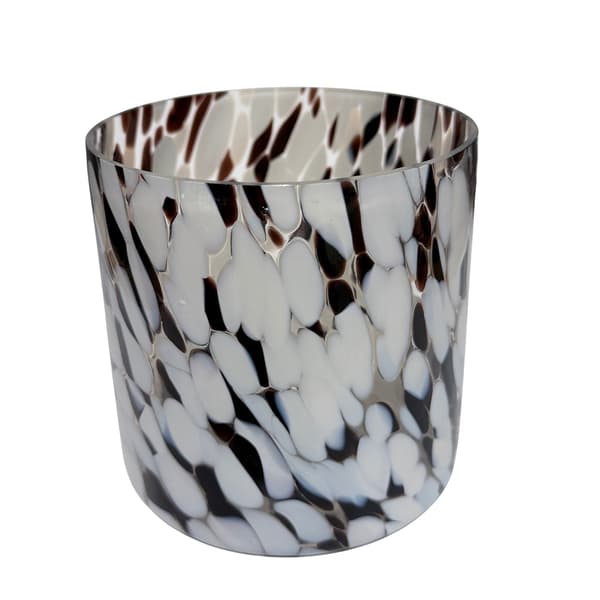 Lykta Glas Mönstrad Brun/Vit 10 cm Transparent