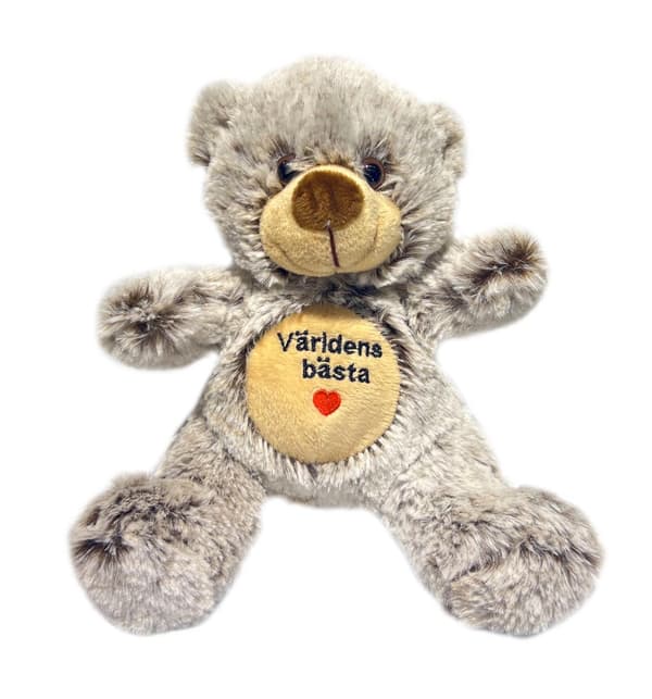 Nalle Världens bästa Grå 20 cm Grey