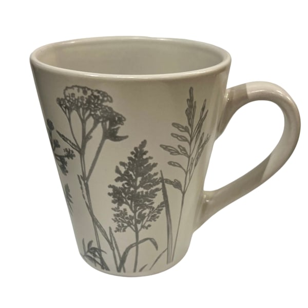 Mugg Blommor Blad Svart Black