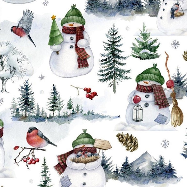 Servetter Snögubbeland 33x33 cm 20-pack multifärg