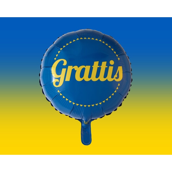 Ballong Grattis Blå Rund Folie 46 cm Blå