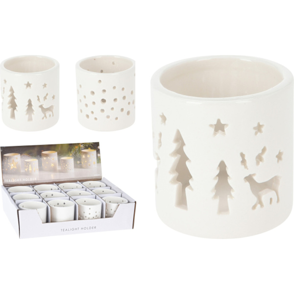 Ljushållare Vit Granar Prickar Jul 6 cm White Granar