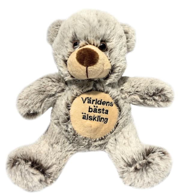 Nalle Världens bästa älskling Grå 20 cm grå