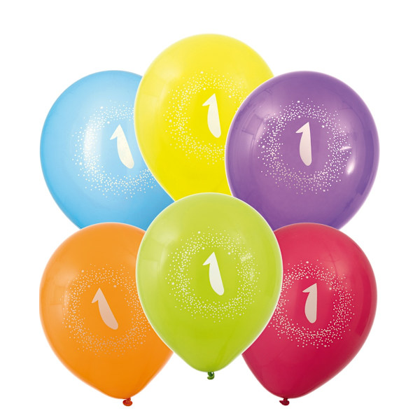 Ballong Födelsedag 1 år 6-pack Latex Mixade multifärg