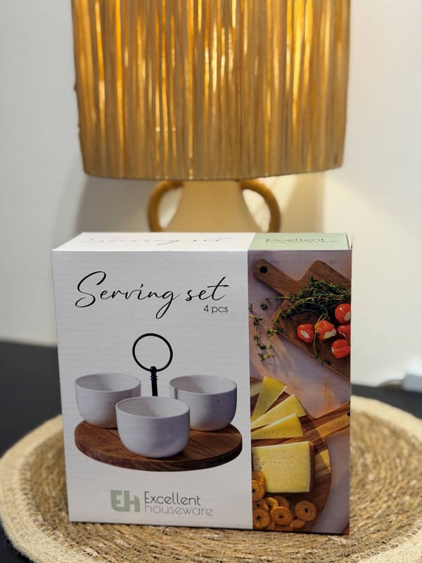 Skålset Servering Trä/Keramik Vit White