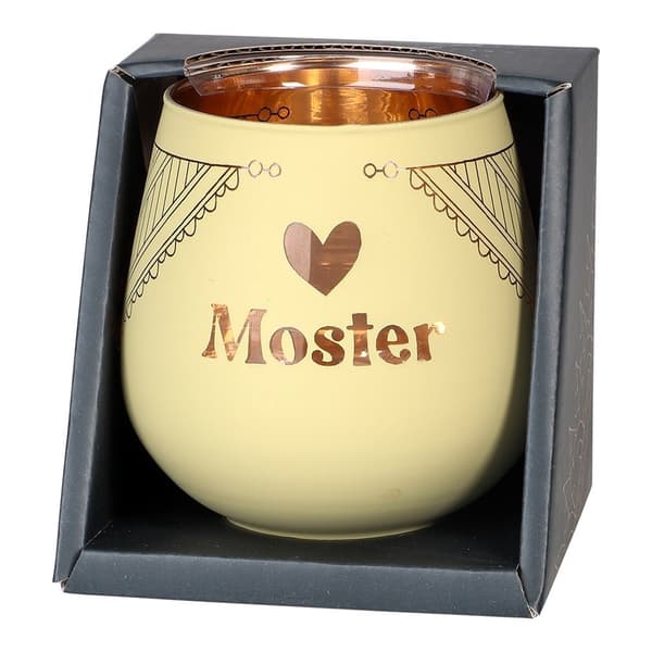 Lykta Moster Glas Mirror Candle med text Ljuslykta Transparent