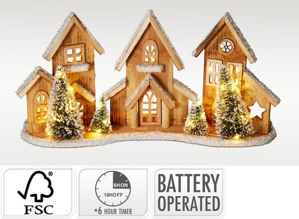 Julby By Hus Led Trä 48 cm Brun