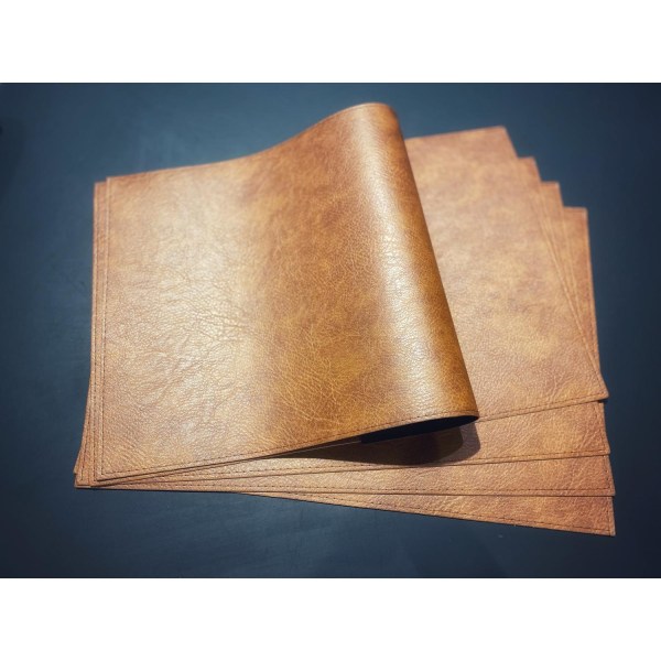 Underlägg Läder / skinn look brun 43x30 cm 4-pack Tablett Brun
