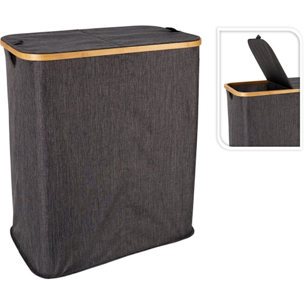 Tvättkorg Svart Textil Black