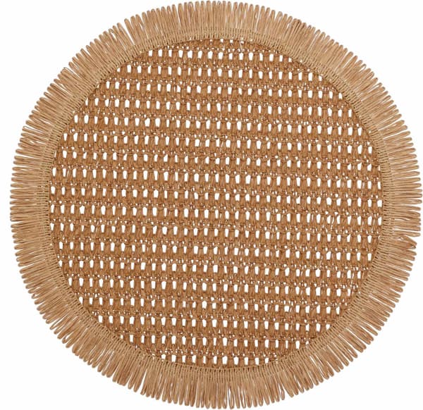 Underlägg Runt Beige Fransar 38 cm 4-pack Beige