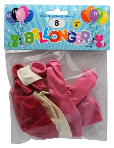 Ballong Metallic Rosa 8-pack Latex Pink