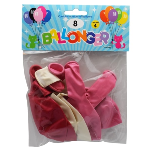 Ballong Metallic Rosa 8-pack Latex Rosa
