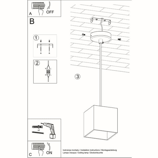 Pendel lampa QUAD 1 grå Grey