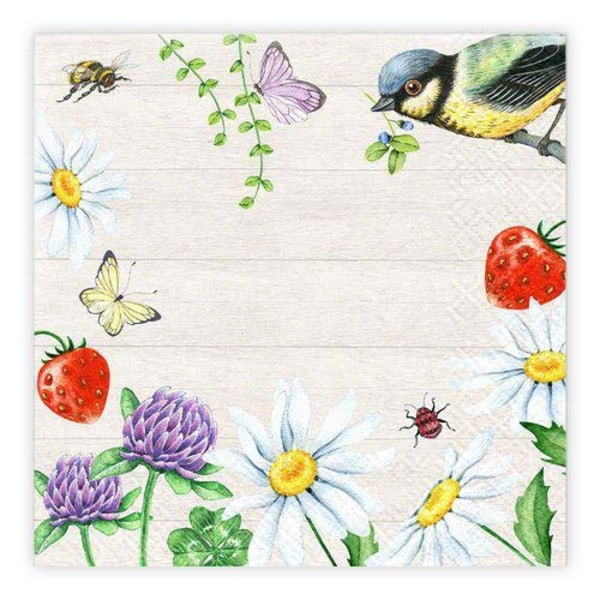 Kaffeservetter Talgoxe sommar 25x25cm 20-pack multifärg