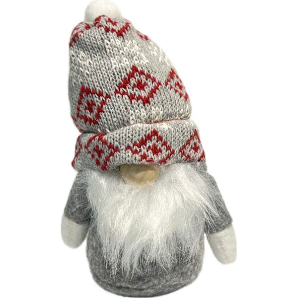 Tomte Luva Grå/Röd mönstrad 13 cm grå