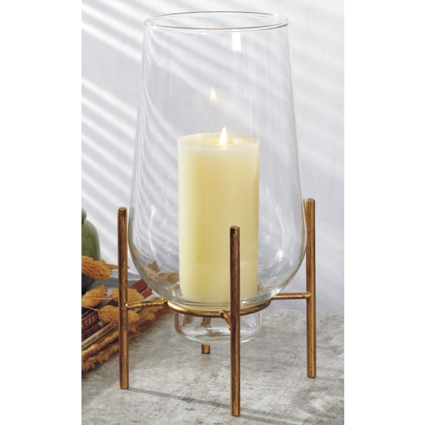 Vase / Lanterne messing 32cm metal lys lanterne Gold