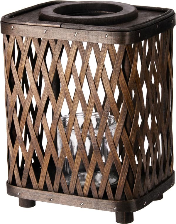 Lykta Natur Mörkbrun Bambu 24 cm Brun