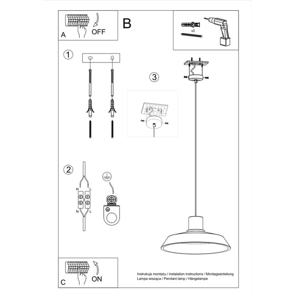 Hängande lampa AFRA Grey