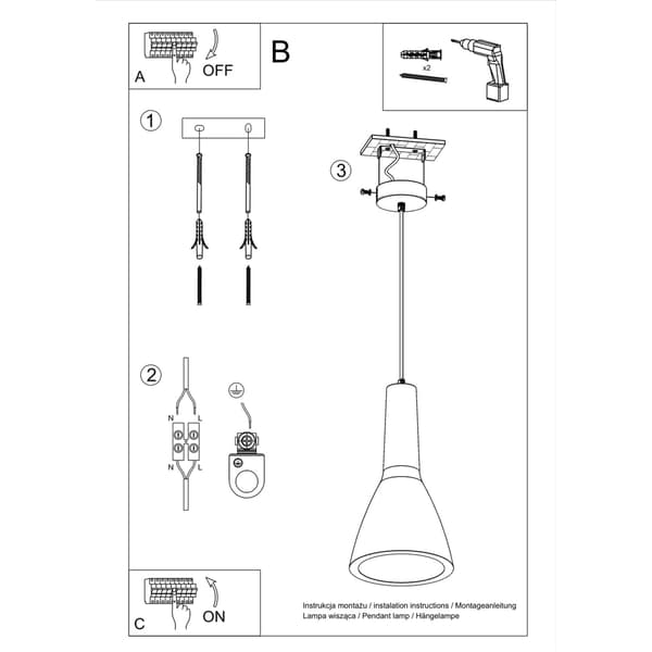 Hängande lampa EMPOLI Grey