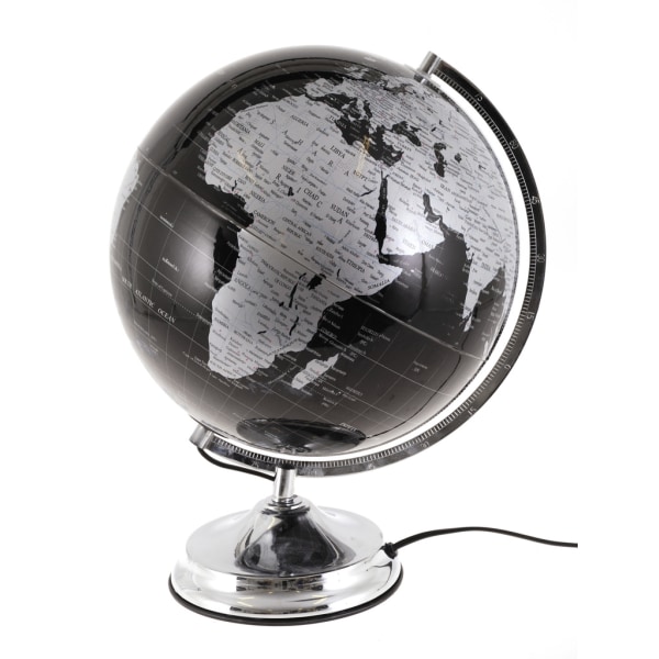 Globus med belysning d32cm Black & Silver "Globe lamp" Black