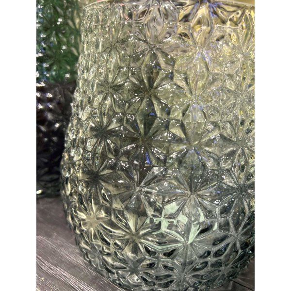 Vase Glassmønstret Grønn 22x23 cm Transparent